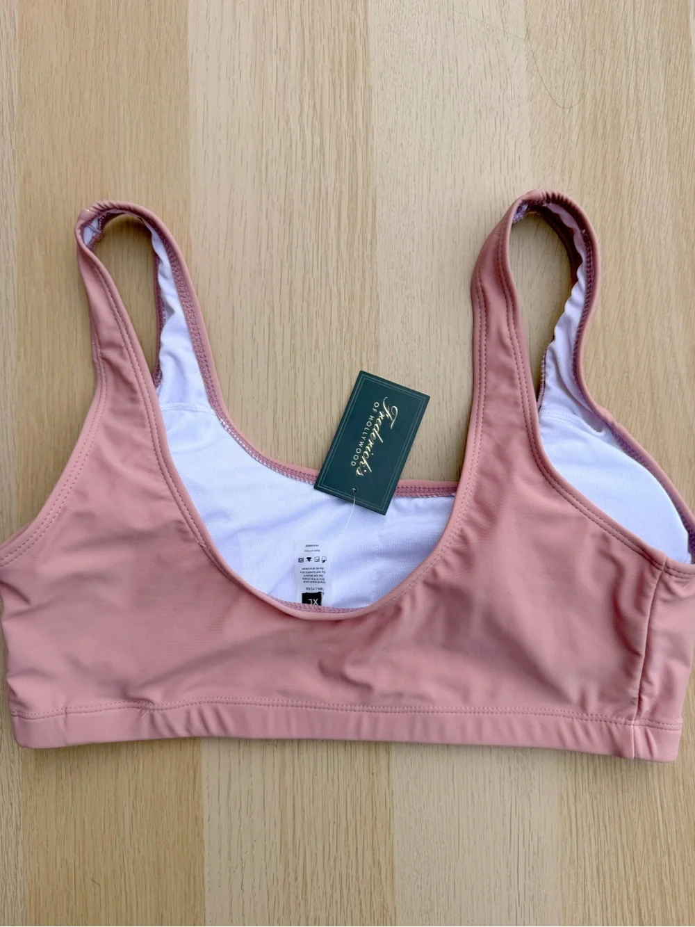 Frederick’s of Hollywood Vedra Bikini Top Ballerina Blush Pink Tank Shoulder XL